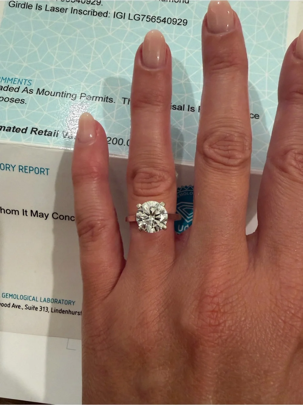 3.00 Carat Round Brilliant Lab Grown Diamond Solitaire Ring in Sterling Silver
